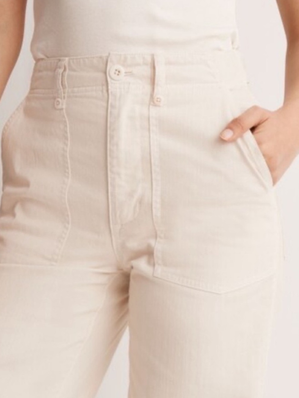 Madewell The Perfect Vintage Wide-Leg Pant Utility Edition Cream High Rise - Picture 3 of 11